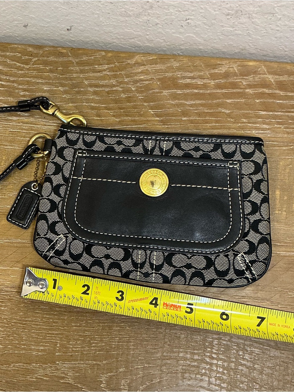Coach Vintage Black and Gray/Brown Signature Canvas Mini Wristlet - Picture 8 of 9